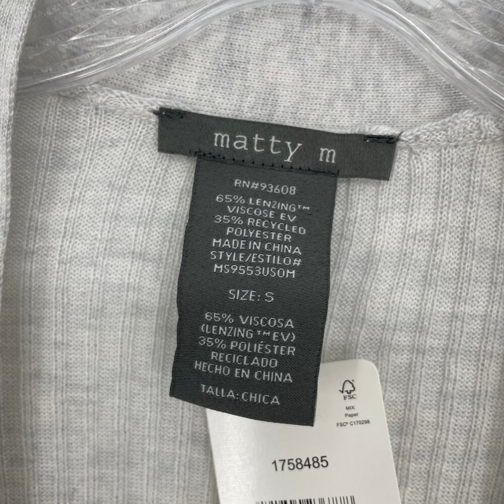 Matty M Open Front Heather Gray Cardigan Size Small - Picture 6 of 6